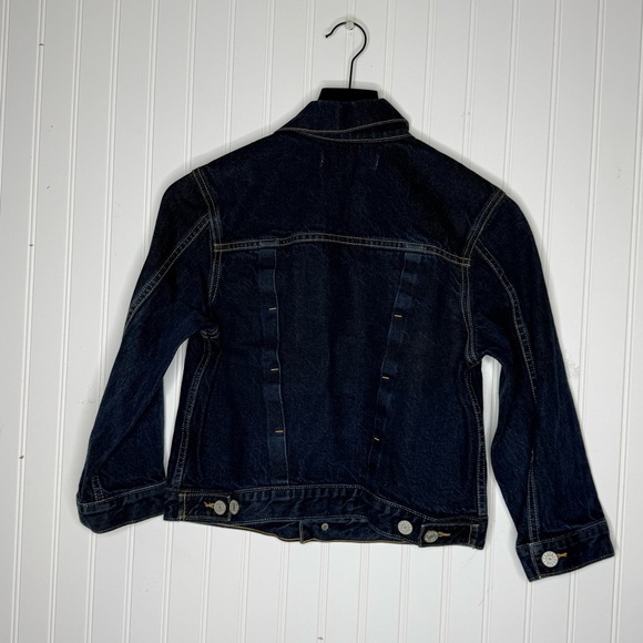TRAVE Denim Dark Wash Zoey Cropped 3/4 Sleeve Denim Trucker Jacket Size XS - Picture 2 of 9
